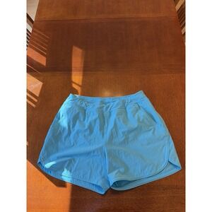 Lands' End Women Turquoise Swim Shorts Built-in-Brief Elastic Waist Pockets Sz18